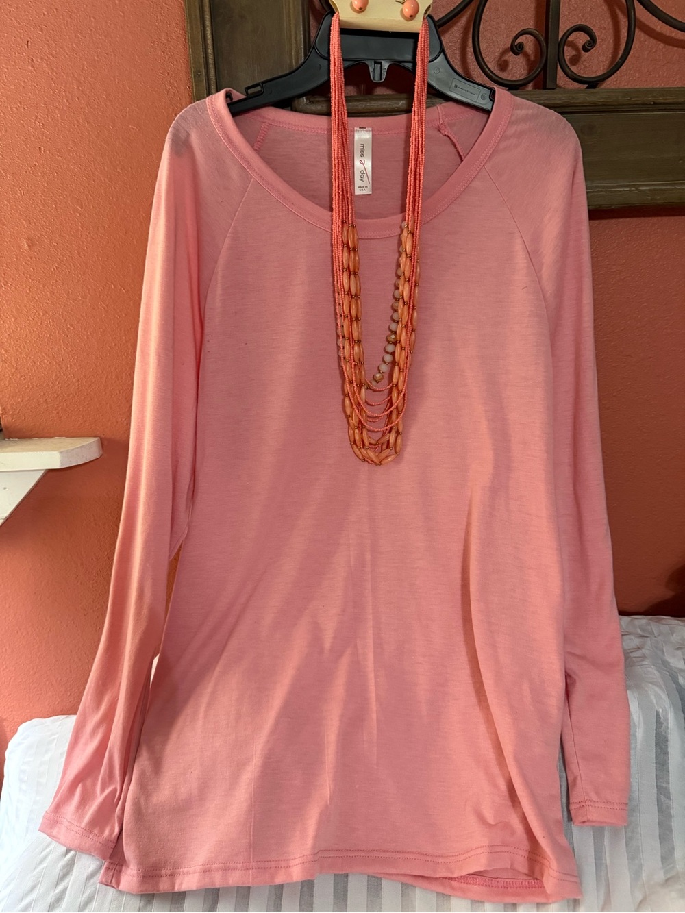 Miss Day Long Sleeve Top Size S and Mocha Necklace and Earrings Set